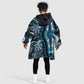 Polynesia Mixed African Dashiki Kid Wearable Blanket Hoodie Afro-pacific Culture - Blue