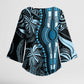 Polynesia Mixed African Dashiki Kimono Sleeve Blouse Afro-pacific Culture - Blue