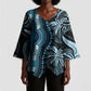 Polynesia Mixed African Dashiki Kimono Sleeve Blouse Afro-pacific Culture - Blue
