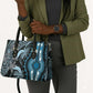 Polynesia Mixed African Dashiki Leather Bag Afro-pacific Culture - Blue