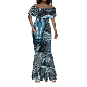 Polynesia Mixed African Dashiki Mermaid Dress Afro-pacific Culture - Blue