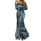 Polynesia Mixed African Dashiki Mermaid Dress Afro-pacific Culture - Blue