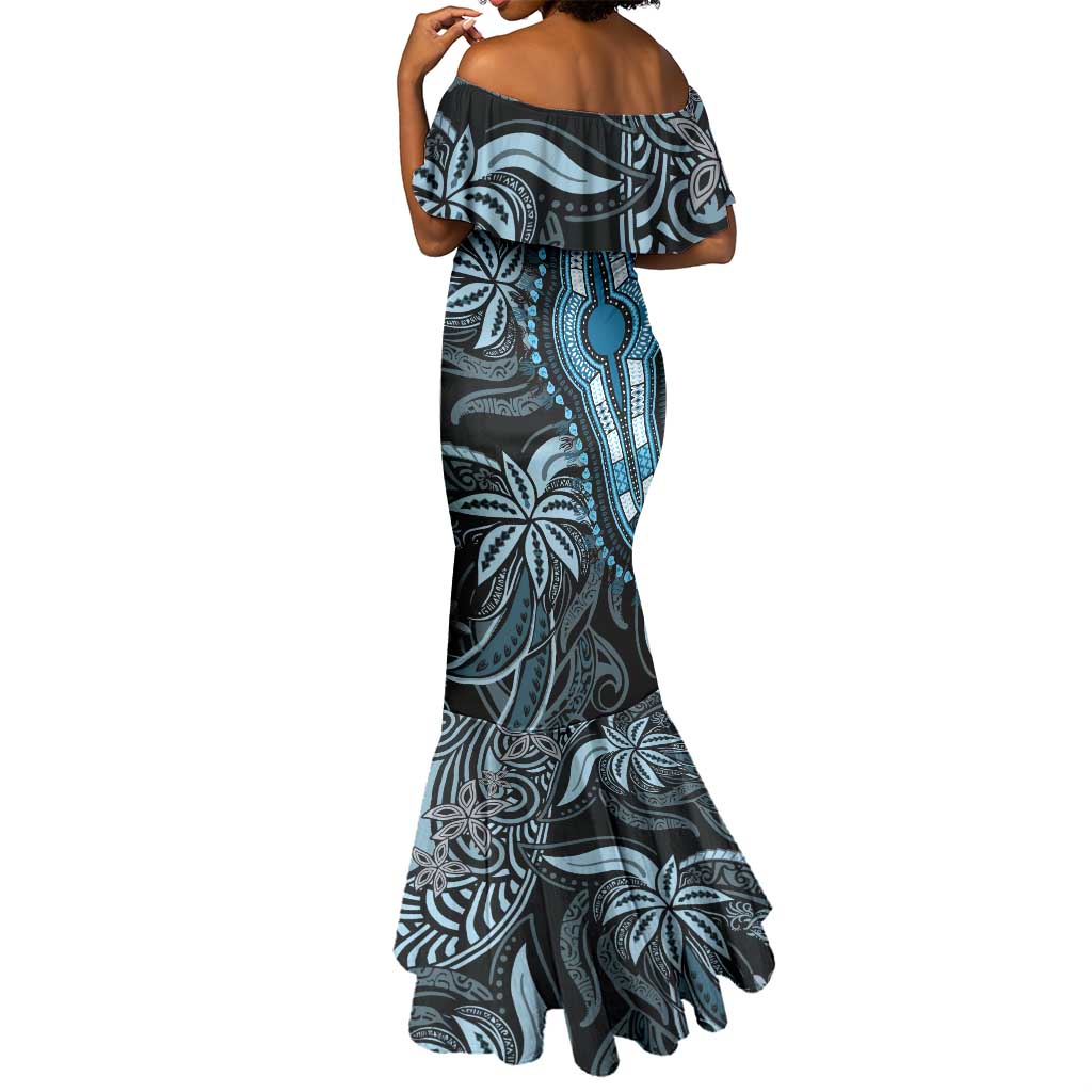 Polynesia Mixed African Dashiki Mermaid Dress Afro-pacific Culture - Blue