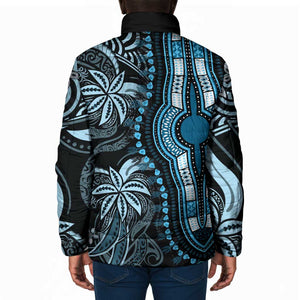 Polynesia Mixed African Dashiki Padded Jacket Afro-pacific Culture - Blue