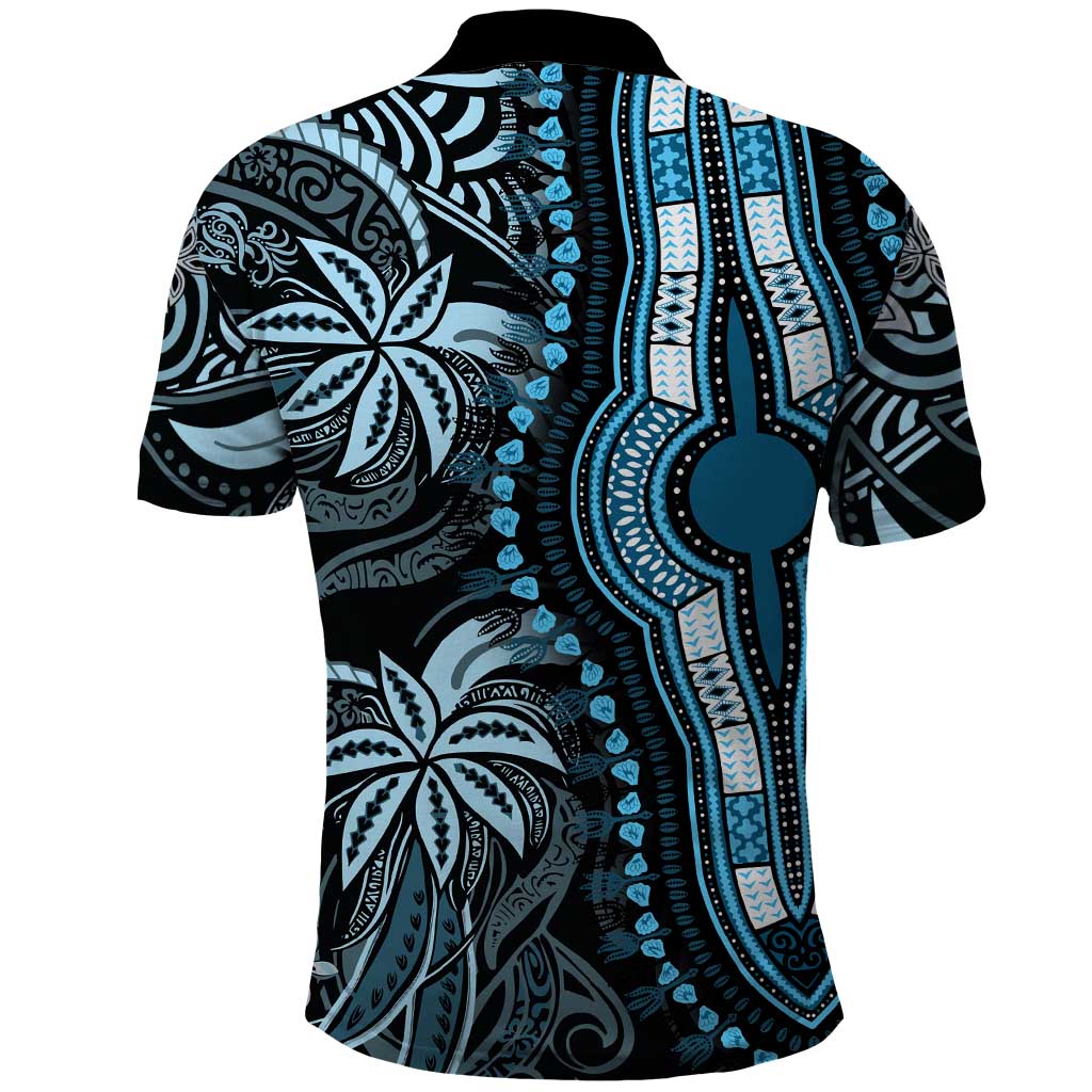 Polynesia Mixed African Dashiki Polo Shirt Afro-pacific Culture - Blue