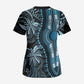 Polynesia Mixed African Dashiki Scrub Top Afro-pacific Culture - Blue