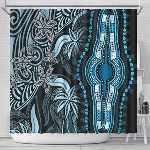 Polynesia Mixed African Dashiki Shower Curtain Afro-pacific Culture - Blue