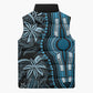 Polynesia Mixed African Dashiki Sleeveless Puffer Jacket Afro-pacific Culture - Blue