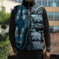 Polynesia Mixed African Dashiki Sleeveless Puffer Jacket Afro-pacific Culture - Blue