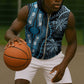 Polynesia Mixed African Dashiki Sleeveless Zip Hoodie Afro-pacific Culture - Blue - African Pride