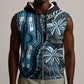 Polynesia Mixed African Dashiki Sleeveless Zip Hoodie Afro-pacific Culture - Blue - African Pride