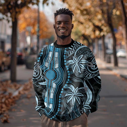 Polynesia Mixed African Dashiki Sweatshirt Afro-pacific Culture - Blue