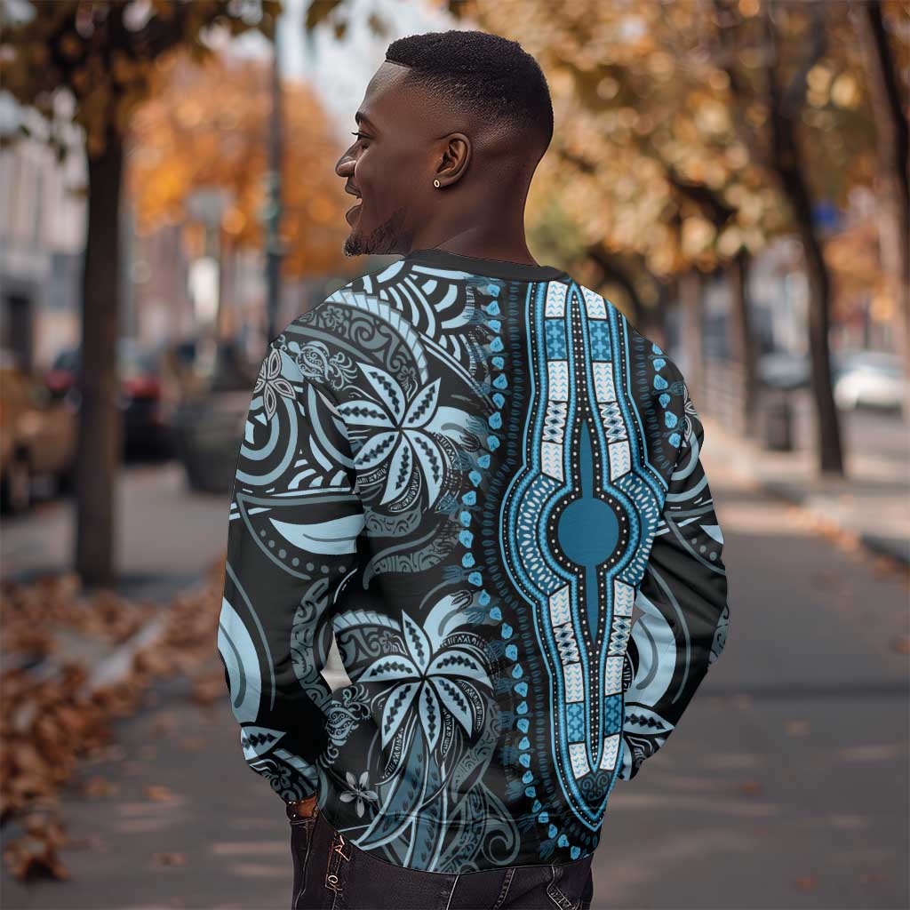 Polynesia Mixed African Dashiki Sweatshirt Afro-pacific Culture - Blue