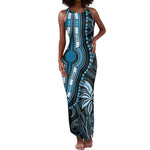 Polynesia Mixed African Dashiki Tank Maxi Dress Afro-pacific Culture - Blue