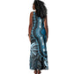 Polynesia Mixed African Dashiki Tank Maxi Dress Afro-pacific Culture - Blue