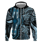 Polynesia Mixed African Dashiki Zip Hoodie Afro-pacific Culture - Blue