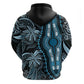 Polynesia Mixed African Dashiki Zip Hoodie Afro-pacific Culture - Blue