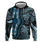 Polynesia Mixed African Dashiki Zip Hoodie Afro-pacific Culture - Blue