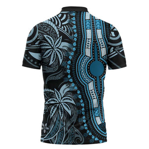 Polynesia Mixed African Dashiki Zipper Polo Shirt Afro-pacific Culture - Blue