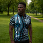 Polynesia Mixed African Dashiki Zipper Polo Shirt Afro-pacific Culture - Blue
