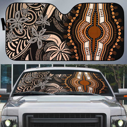 Polynesia Mixed African Dashiki Auto Sun Shade Afro-pacific Culture - Gold