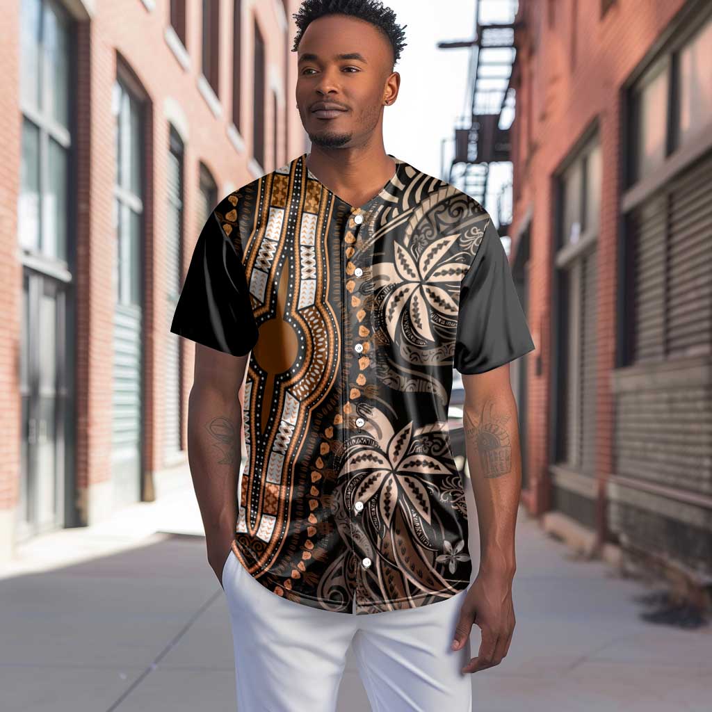 Polynesia Mixed African Dashiki Baseball Jersey Afro-pacific Culture - Gold