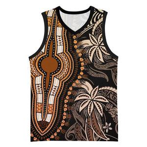 Polynesia Mixed African Dashiki Basketball Jersey Afro-pacific Culture - Gold - African Pride