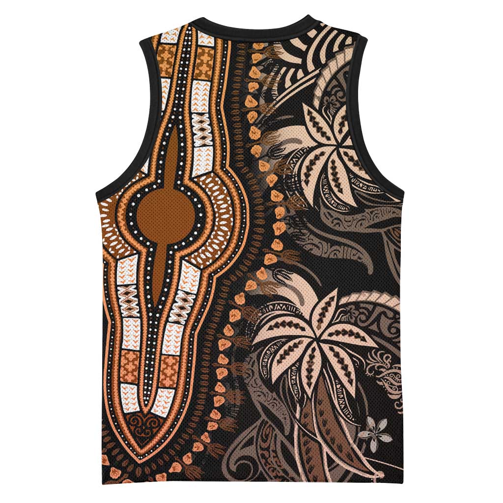 Polynesia Mixed African Dashiki Basketball Jersey Afro-pacific Culture - Gold - African Pride
