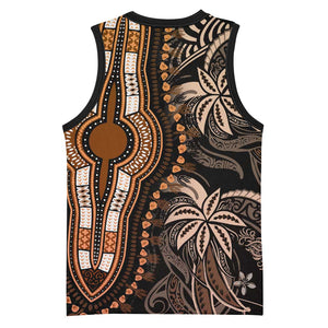 Polynesia Mixed African Dashiki Basketball Jersey Afro-pacific Culture - Gold - African Pride