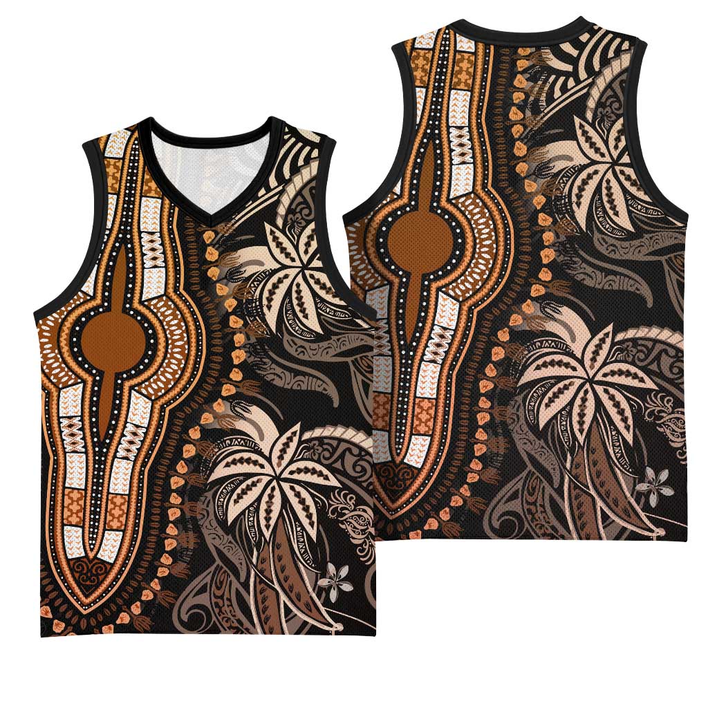 Polynesia Mixed African Dashiki Basketball Jersey Afro-pacific Culture - Gold - African Pride