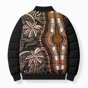 Polynesia Mixed African Dashiki Bomber Puffer Jacket Afro-pacific Culture - Gold