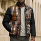 Polynesia Mixed African Dashiki Bomber Puffer Jacket Afro-pacific Culture - Gold