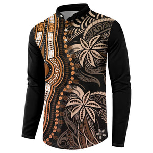 Polynesia Mixed African Dashiki Button Sweatshirt Afro-pacific Culture - Gold