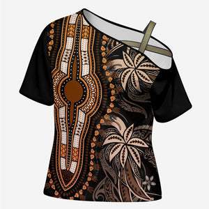 Polynesia Mixed African Dashiki Cross Shoulder Shirt Afro-pacific Culture - Gold