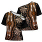 Polynesia Mixed African Dashiki Cross Shoulder Shirt Afro-pacific Culture - Gold