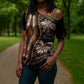 Polynesia Mixed African Dashiki Cross Shoulder Shirt Afro-pacific Culture - Gold