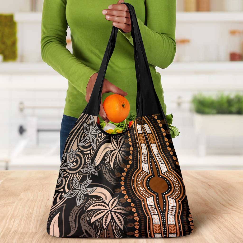 Polynesia Mixed African Dashiki Grocery Bag Afro-pacific Culture - Gold