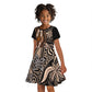 Polynesia Mixed African Dashiki Kid Short Sleeve Dress Afro-pacific Culture - Gold
