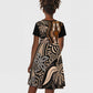 Polynesia Mixed African Dashiki Kid Short Sleeve Dress Afro-pacific Culture - Gold