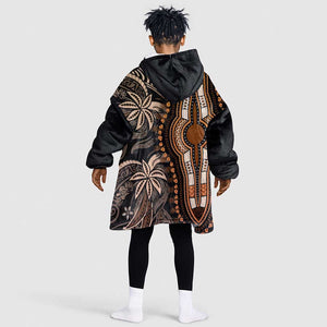 Polynesia Mixed African Dashiki Kid Wearable Blanket Hoodie Afro-pacific Culture - Gold