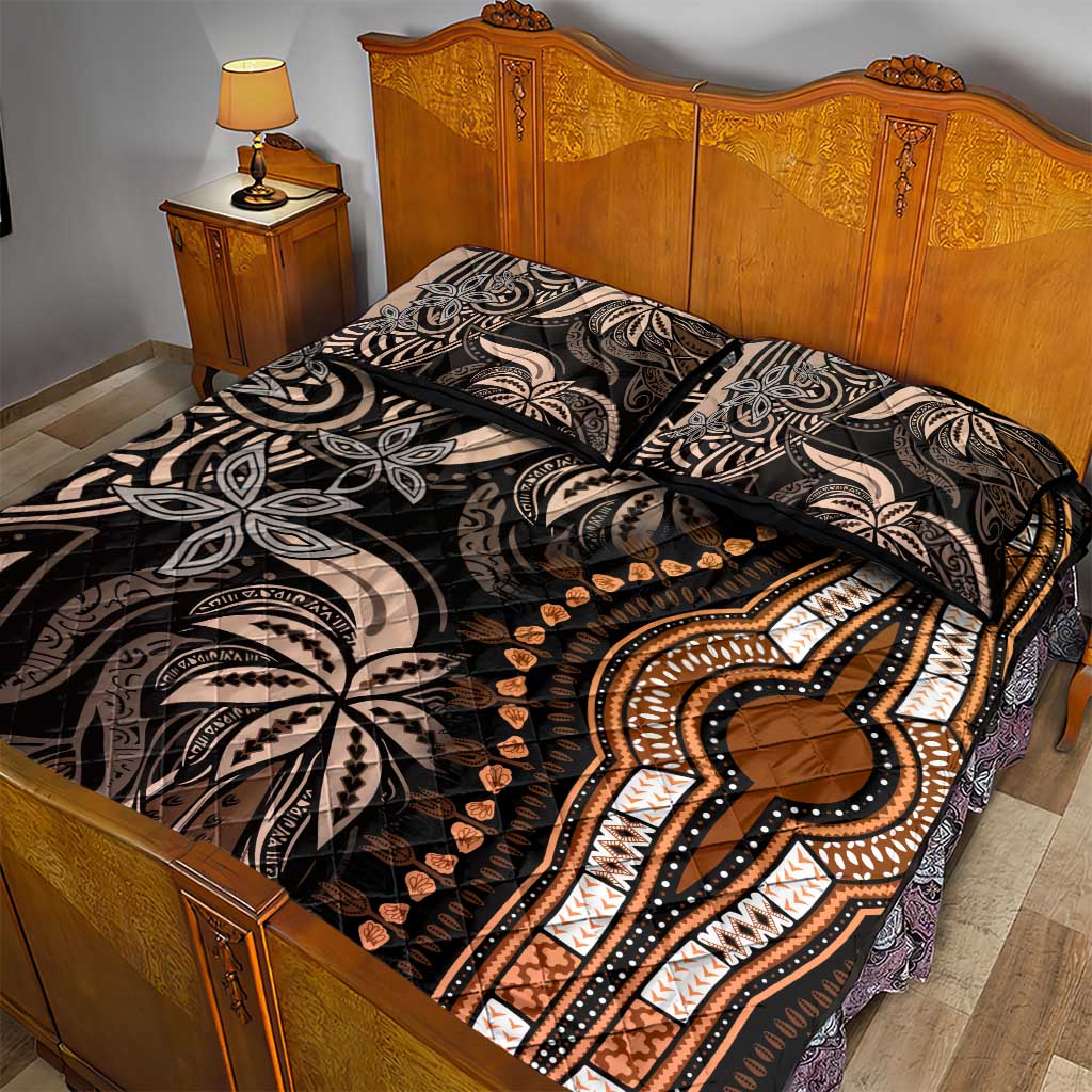 Polynesia Mixed African Dashiki Quilt Bed Set Afro-pacific Culture - Gold