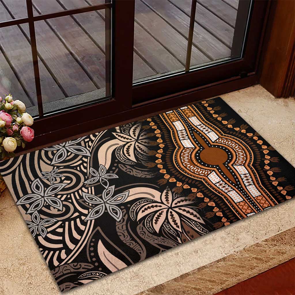 Polynesia Mixed African Dashiki Rubber Doormat Afro-pacific Culture - Gold
