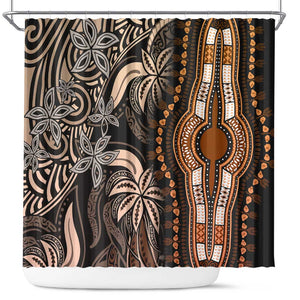 Polynesia Mixed African Dashiki Shower Curtain Afro-pacific Culture - Gold