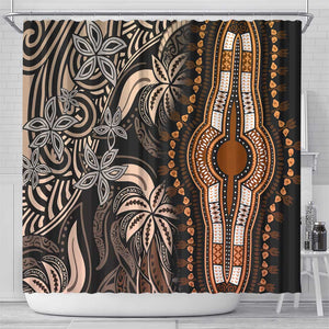 Polynesia Mixed African Dashiki Shower Curtain Afro-pacific Culture - Gold