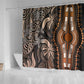 Polynesia Mixed African Dashiki Shower Curtain Afro-pacific Culture - Gold