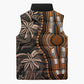 Polynesia Mixed African Dashiki Sleeveless Puffer Jacket Afro-pacific Culture - Gold