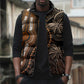 Polynesia Mixed African Dashiki Sleeveless Puffer Jacket Afro-pacific Culture - Gold