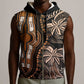 Polynesia Mixed African Dashiki Sleeveless Zip Hoodie Afro-pacific Culture - Gold - African Pride