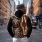 Polynesia Mixed African Dashiki Zip Hoodie Afro-pacific Culture - Gold