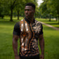 Polynesia Mixed African Dashiki Zipper Polo Shirt Afro-pacific Culture - Gold
